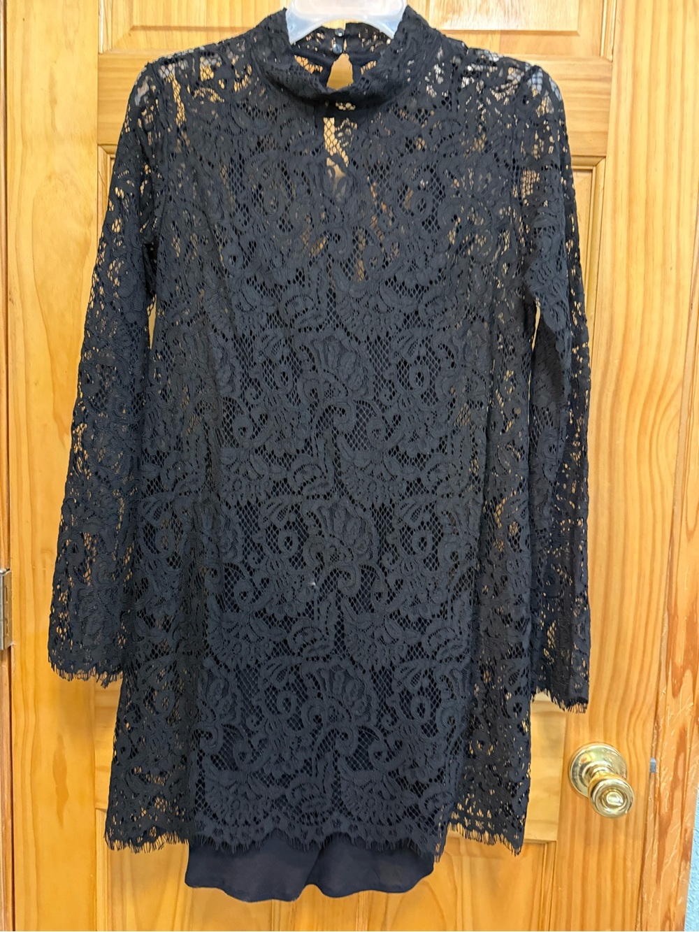 Wishlist Black Lace Long Sleeve Shift Dress size S